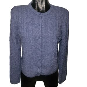 H&M Blue Button-Up Cable Knit Wool Blend Cardigan Sweater M